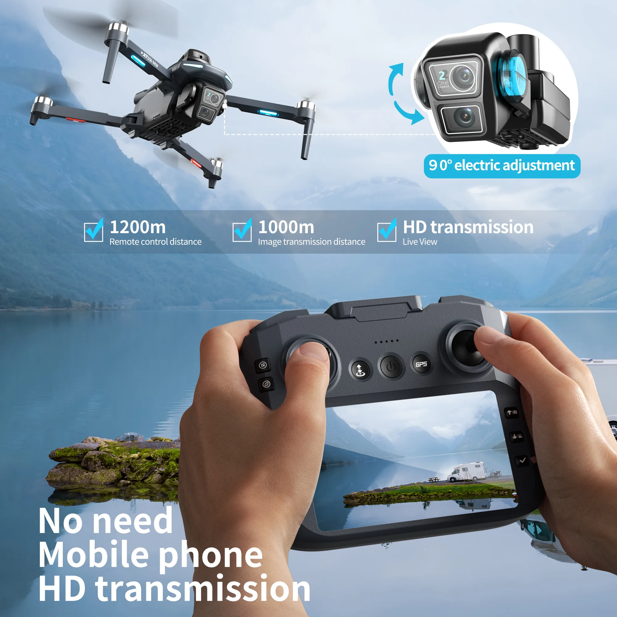 طائرة بدون طيار XT606 MAX GPS  - مراجعة Drone Photogrammetry وسعره